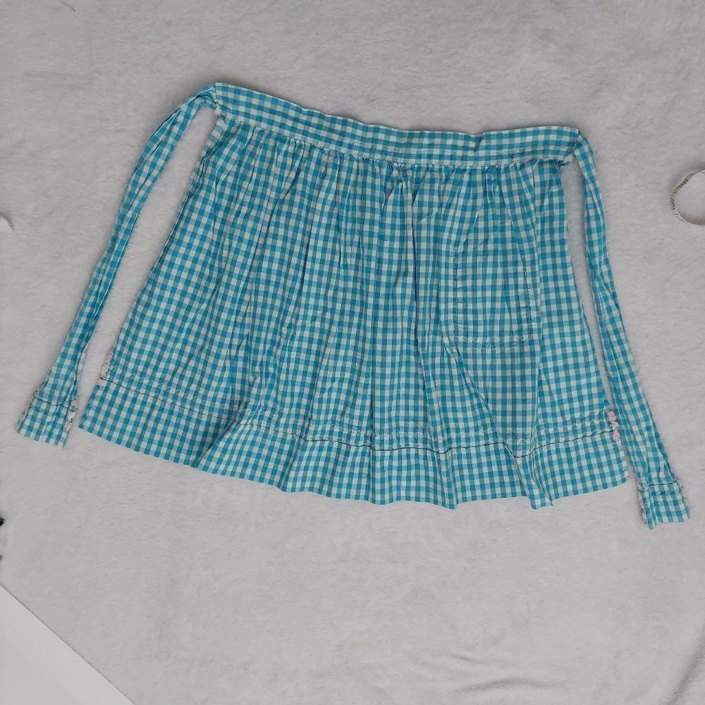 Vintage Handmade Gingham Apron, Teal - Picture 8 of 14